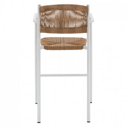 Aluminum Stool White With Rope Beige Hm5785.01 56x59x107 Cm.