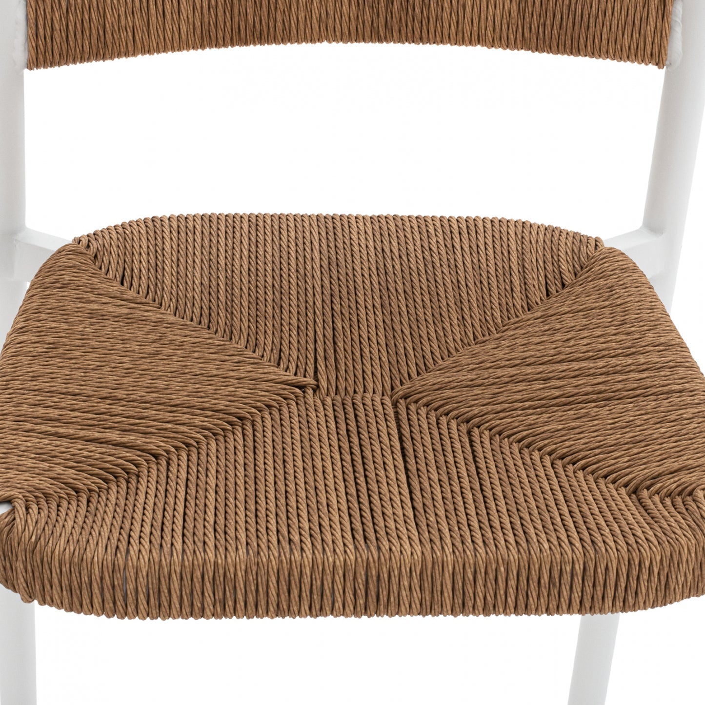 Aluminum Stool White With Rope Beige Hm5785.01 56x59x107 Cm.