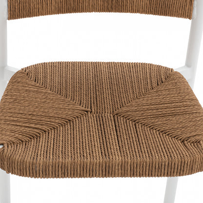 Aluminum Stool White With Rope Beige Hm5785.01 56x59x107 Cm.
