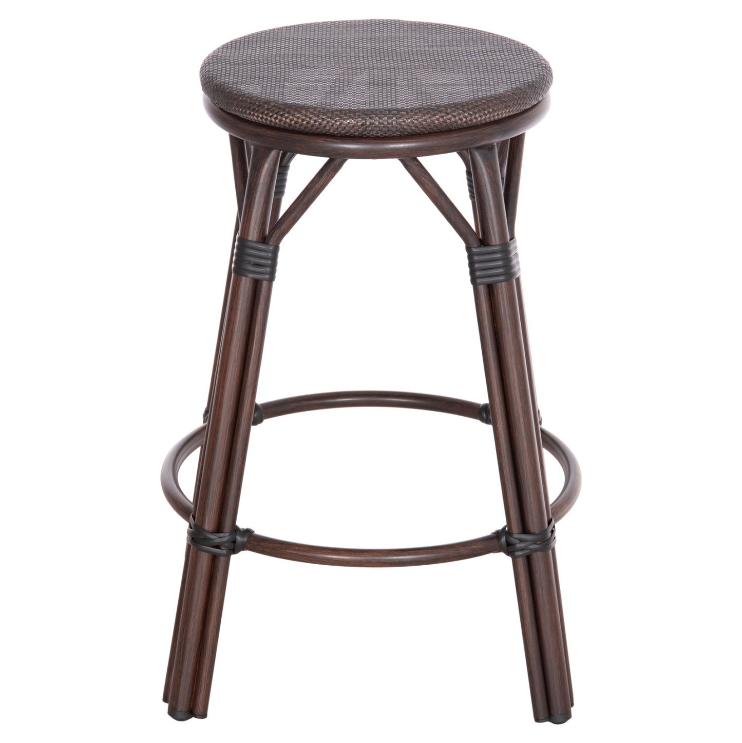 Aluminum Medium Height Bar Stool Chino Hm6286.01 Bamboo Look & Textilene In Brown 43x43x65hcm.