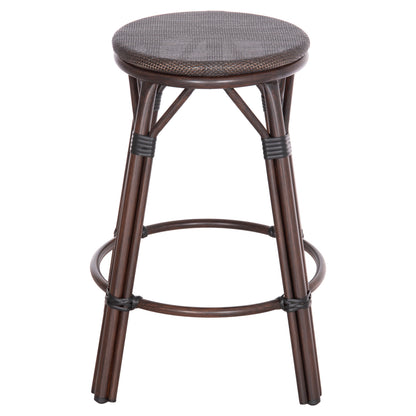 Aluminum Medium Height Bar Stool Chino Hm6286.01 Bamboo Look & Textilene In Brown 43x43x65hcm.