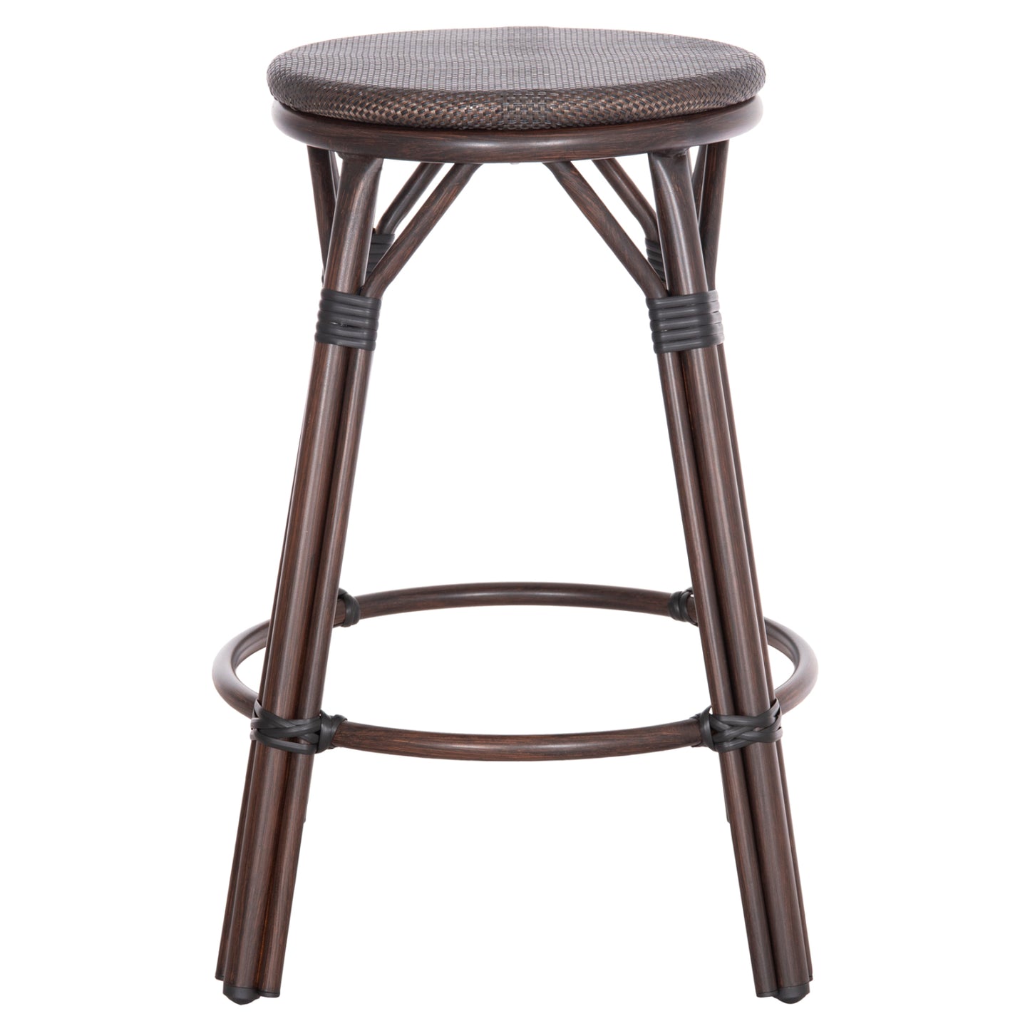 Aluminum Medium Height Bar Stool Chino Hm6286.01 Bamboo Look & Textilene In Brown 43x43x65hcm.