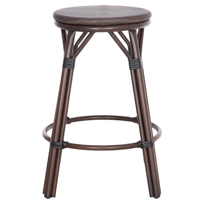 Aluminum Medium Height Bar Stool Chino Hm6286.01 Bamboo Look & Textilene In Brown 43x43x65hcm.