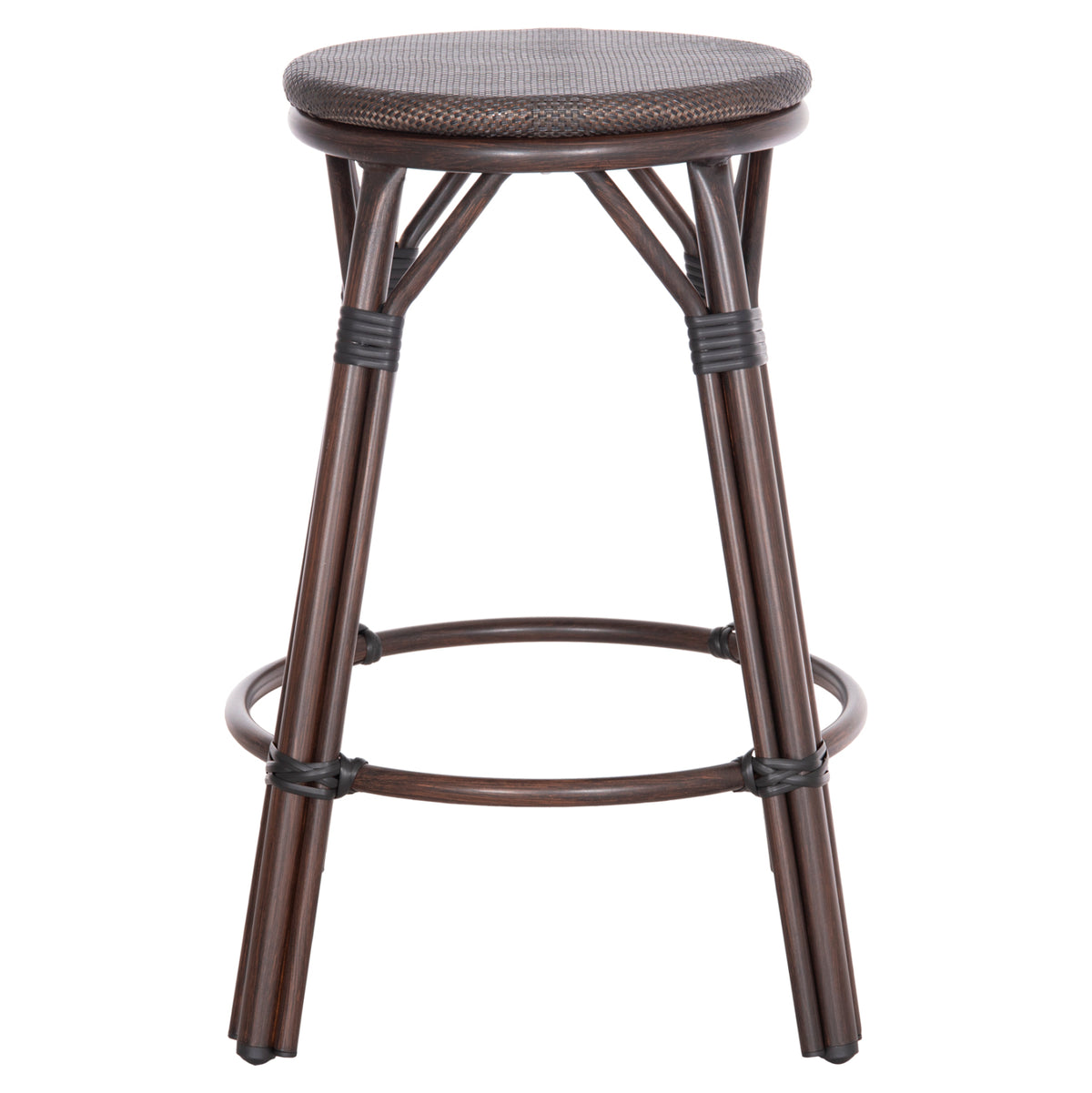 Aluminum Medium Height Bar Stool Chino Hm6286.01 Bamboo Look & Textilene In Brown 43x43x65hcm.