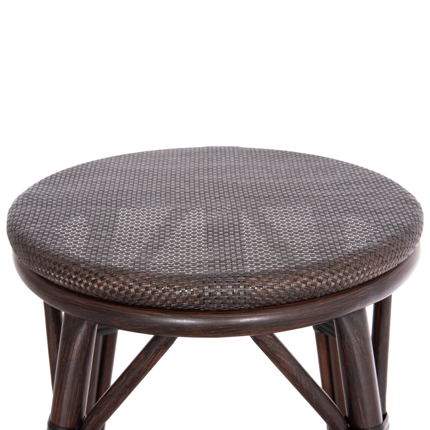 Aluminum Medium Height Bar Stool Chino Hm6286.01 Bamboo Look & Textilene In Brown 43x43x65hcm.