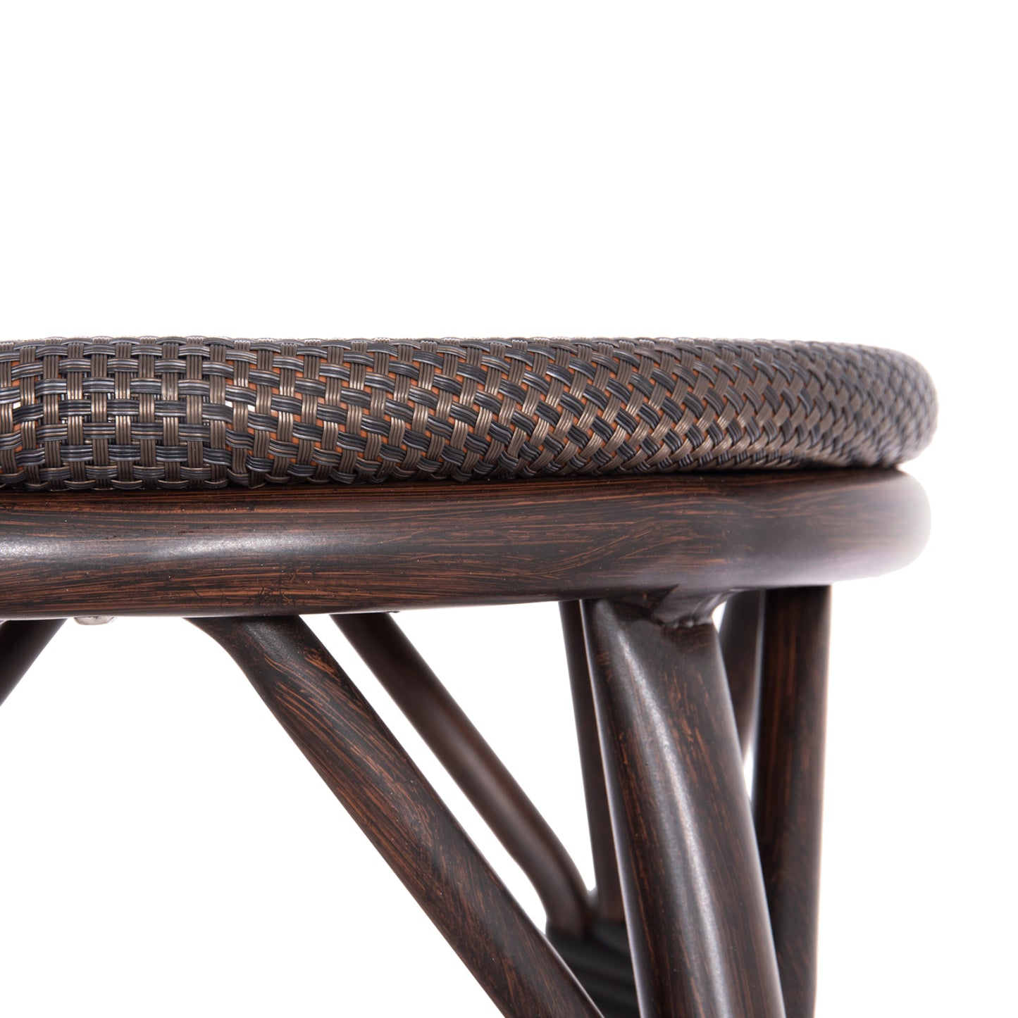 Aluminum Medium Height Bar Stool Chino Hm6286.01 Bamboo Look & Textilene In Brown 43x43x65hcm.