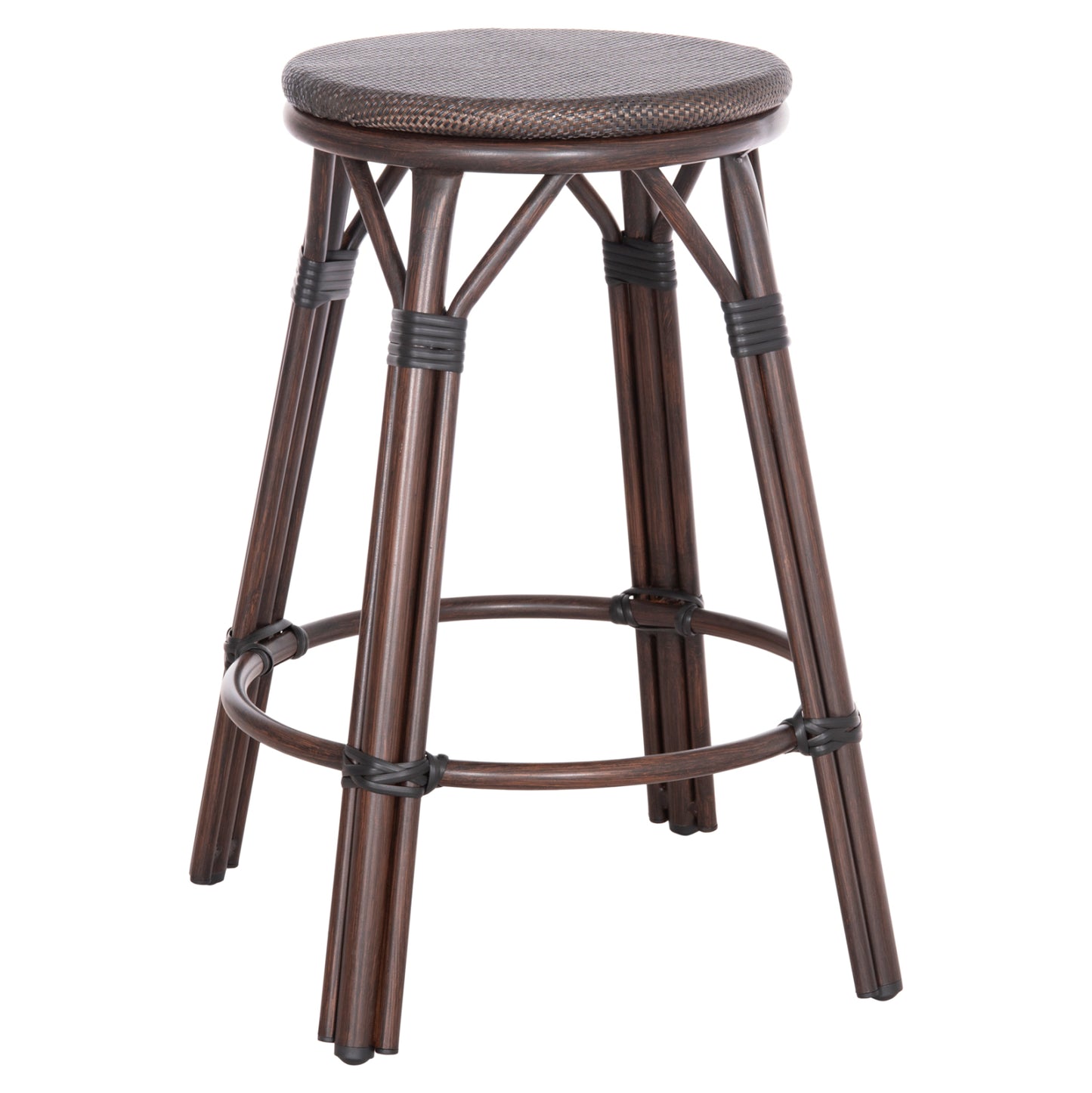 Aluminum Medium Height Bar Stool Chino Hm6286.01 Bamboo Look & Textilene In Brown 43x43x65hcm.