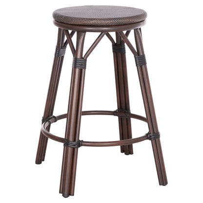 Aluminum Medium Height Bar Stool Chino Hm6286.01 Bamboo Look & Textilene In Brown 43x43x65hcm.