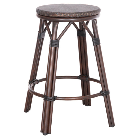 Aluminum Medium Height Bar Stool Chino Hm6286.01 Bamboo Look & Textilene In Brown 43x43x65hcm.