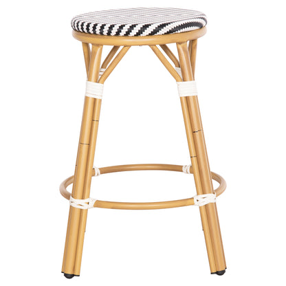 Aluminum Medium Height Bar Stool Chino Hm6286.03 Bamboo Look & Textilene Black 43x43x65hcm.