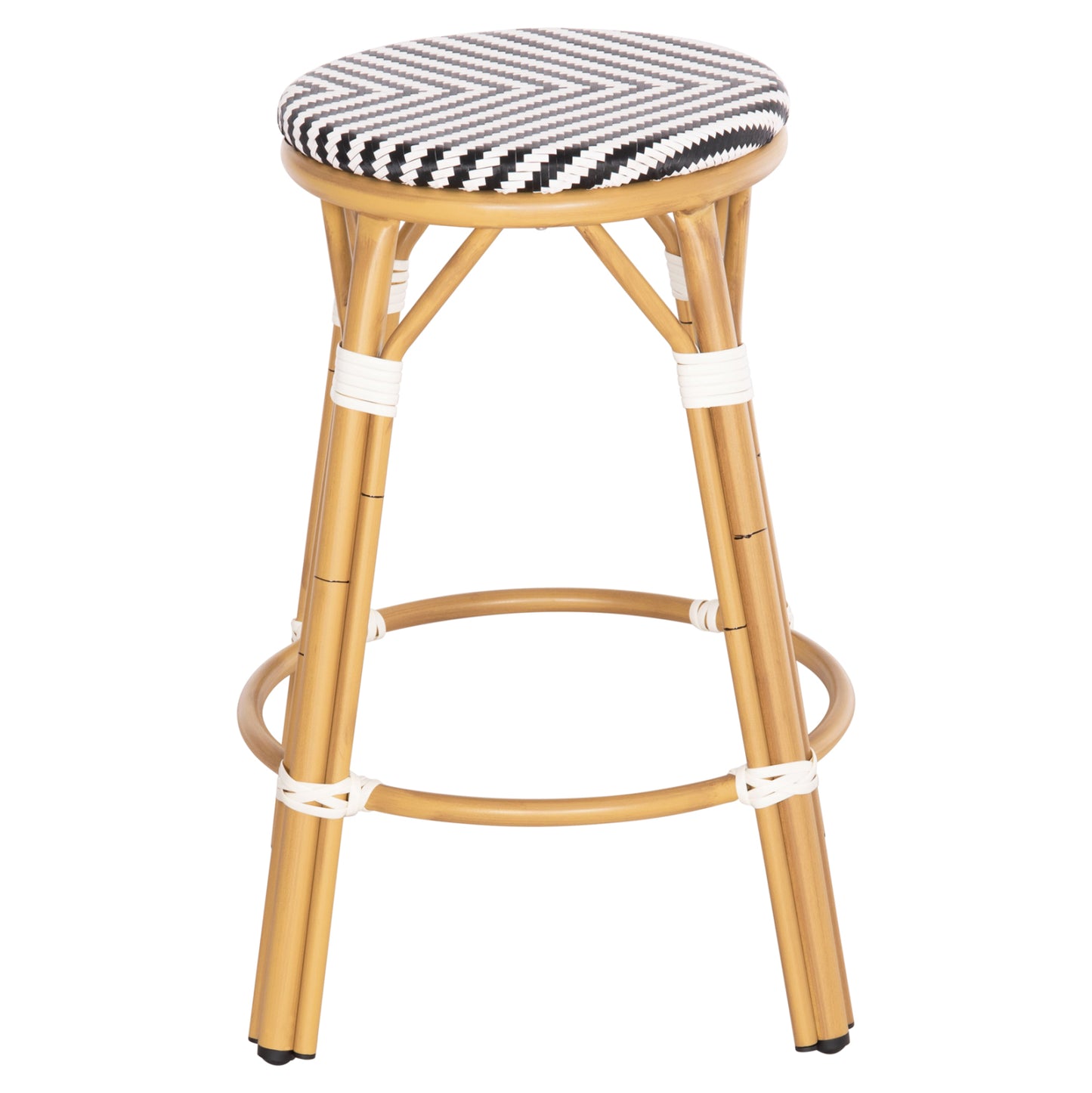 Aluminum Medium Height Bar Stool Chino Hm6286.03 Bamboo Look & Textilene Black 43x43x65hcm.