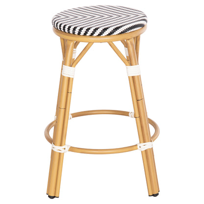 Aluminum Medium Height Bar Stool Chino Hm6286.03 Bamboo Look & Textilene Black 43x43x65hcm.