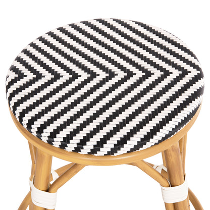 Aluminum Medium Height Bar Stool Chino Hm6286.03 Bamboo Look & Textilene Black 43x43x65hcm.