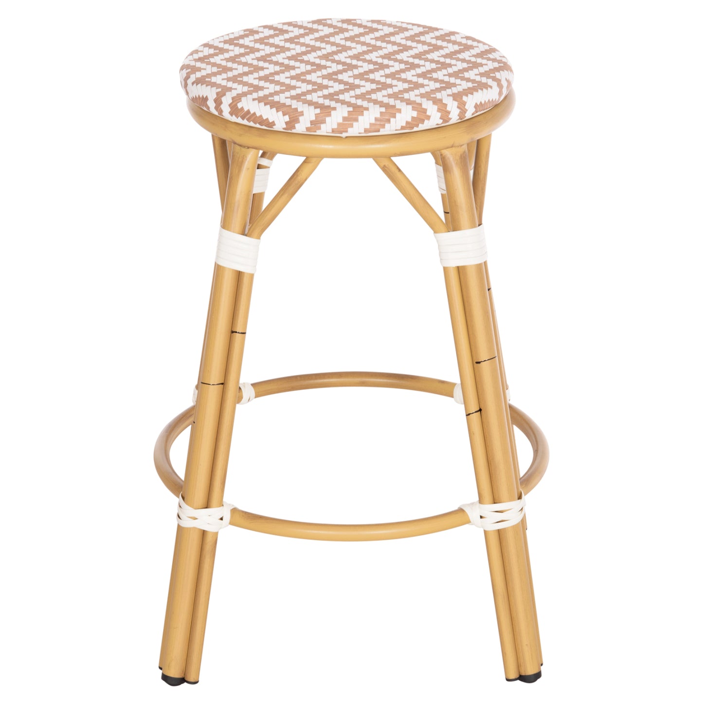 Aluminum Medium Height Bar Stool Chino Hm6286.04 Bamboo Look In Natural & Textilene 43x43x65hcm.
