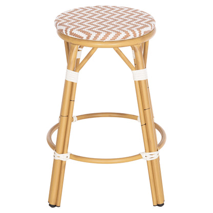 Aluminum Medium Height Bar Stool Chino Hm6286.04 Bamboo Look In Natural & Textilene 43x43x65hcm.