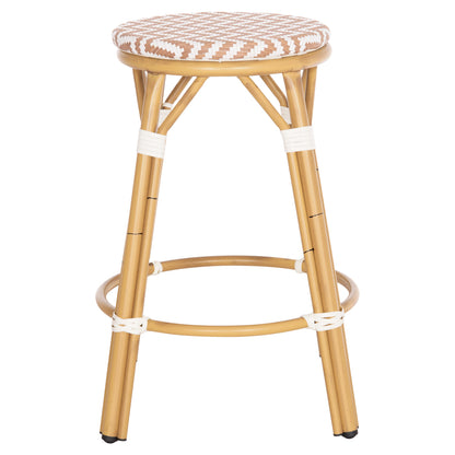 Aluminum Medium Height Bar Stool Chino Hm6286.04 Bamboo Look In Natural & Textilene 43x43x65hcm.