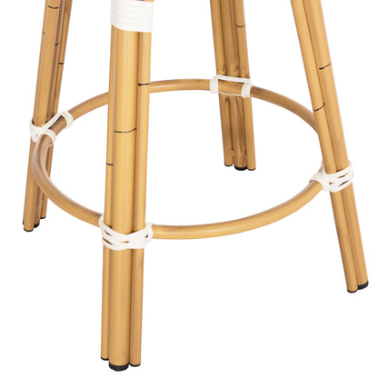 Aluminum Medium Height Bar Stool Chino Hm6286.04 Bamboo Look In Natural & Textilene 43x43x65hcm.