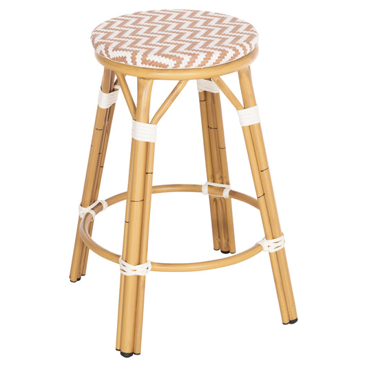 Aluminum Medium Height Bar Stool Chino Hm6286.04 Bamboo Look In Natural & Textilene 43x43x65hcm.