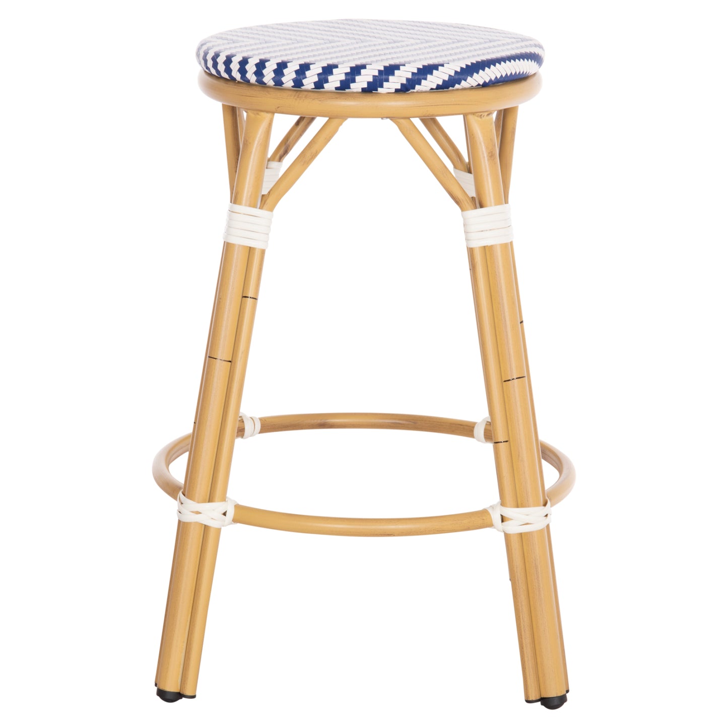 Aluminum Medium Height Bar Stool Chino Hm6286.05 Bamboo Look & Textilene In Blue 43x43x65hcm.