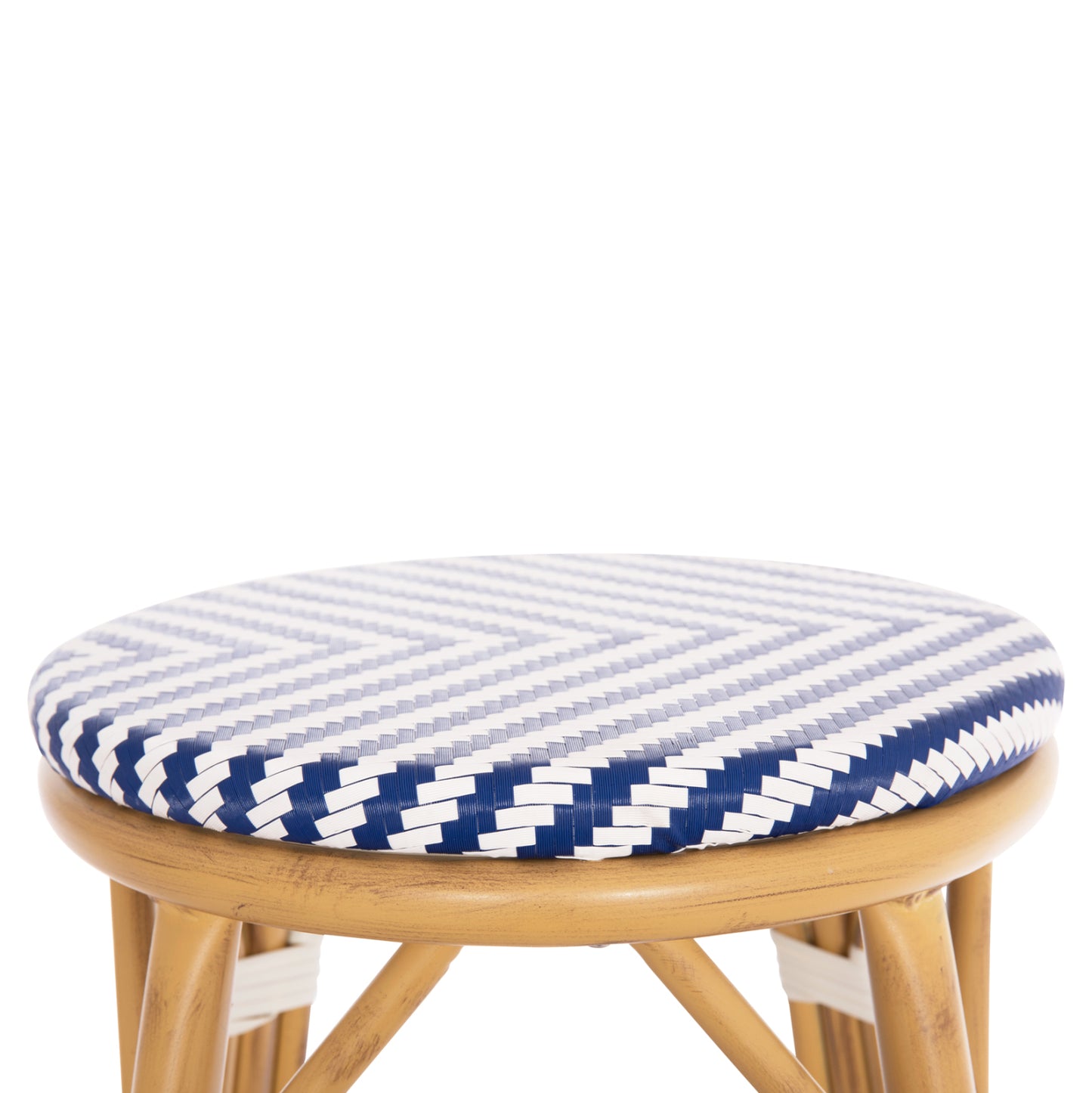 Aluminum Medium Height Bar Stool Chino Hm6286.05 Bamboo Look & Textilene In Blue 43x43x65hcm.