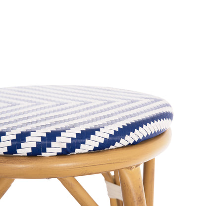 Aluminum Medium Height Bar Stool Chino Hm6286.05 Bamboo Look & Textilene In Blue 43x43x65hcm.