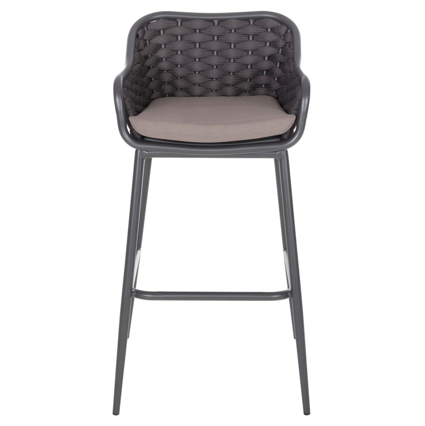 Bar Stool Aluminum Frame Dark Grey-rope Brown 50x50x103hcm.hm5862.01