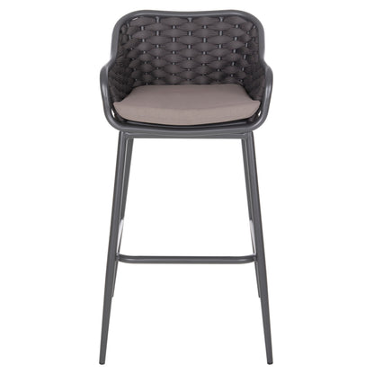 Bar Stool Aluminum Frame Dark Grey-rope Brown 50x50x103hcm.hm5862.01