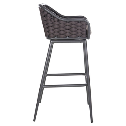 Bar Stool Aluminum Frame Dark Grey-rope Brown 50x50x103hcm.hm5862.01