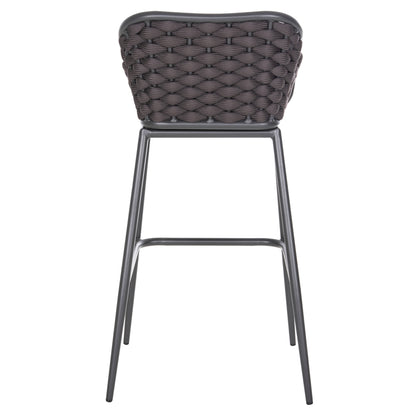 Bar Stool Aluminum Frame Dark Grey-rope Brown 50x50x103hcm.hm5862.01