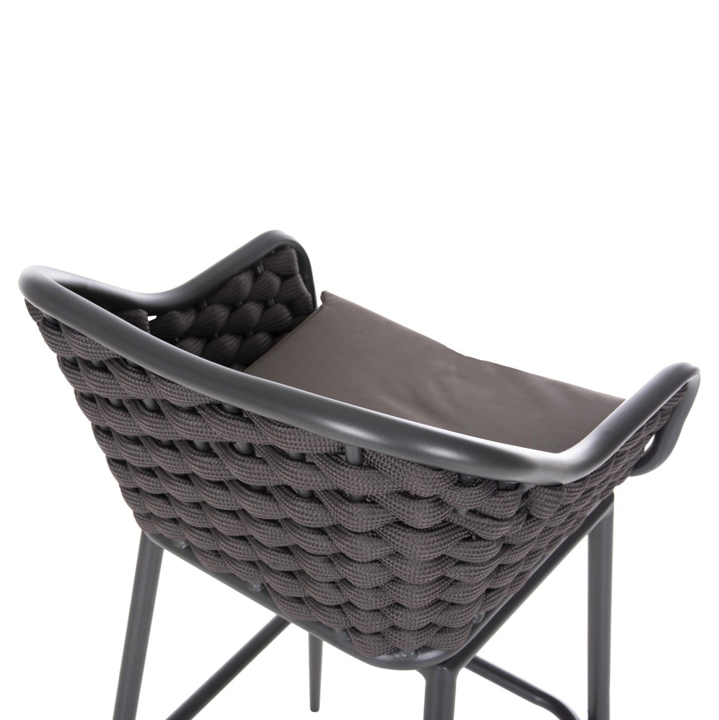 Bar Stool Aluminum Frame Dark Grey-rope Brown 50x50x103hcm.hm5862.01