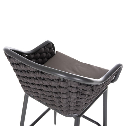 Bar Stool Aluminum Frame Dark Grey-rope Brown 50x50x103hcm.hm5862.01