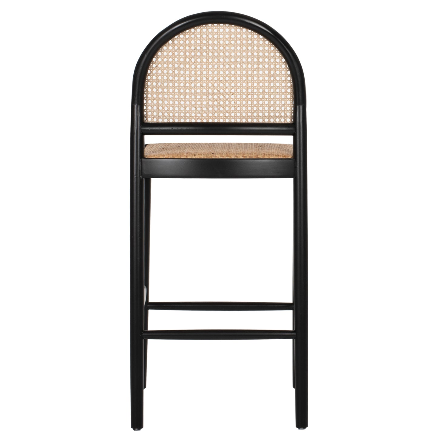 Bar Stool Beech Wood Black Rattan Beige 46Χ48Χ94hcm.hm9408.02