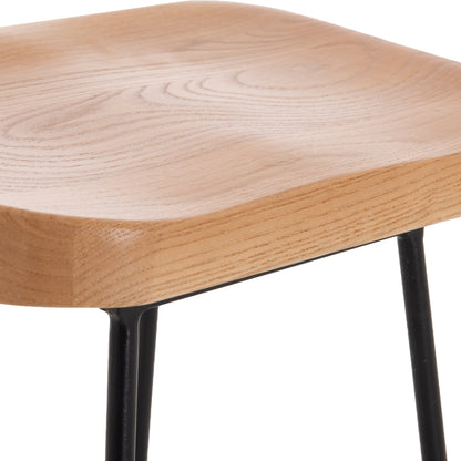 Bar-stool Toon Wood-metal In Natural-black 47.5Χ41.5Χ70hcm.hm9333.01