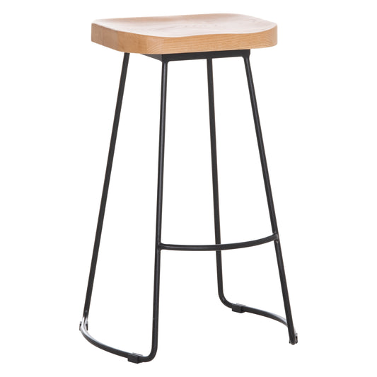 Bar-stool Toon Wood-metal In Natural-black 47.5Χ41.5Χ70hcm.hm9333.01