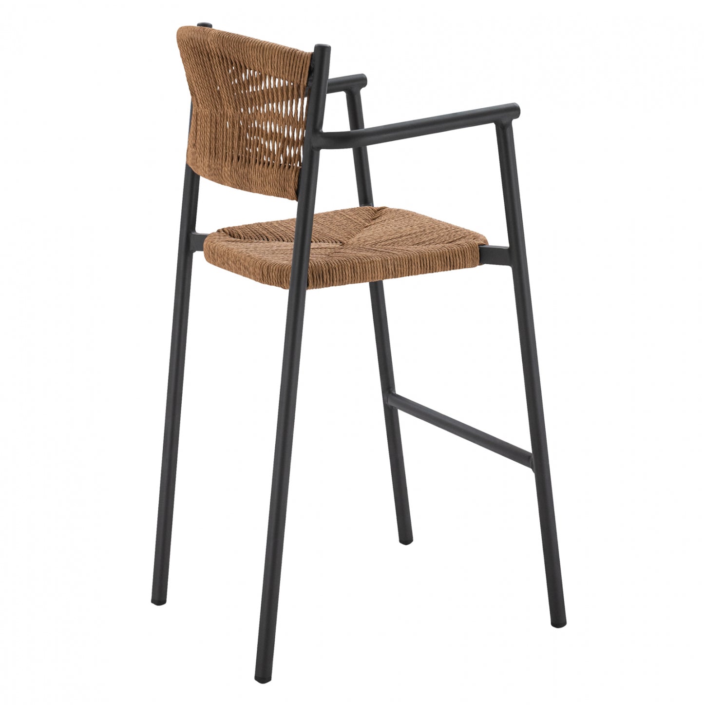 Charcoal Aluminum Bar Stool With Beige Rope Hm5785.02 55,5x58x107 Cm.