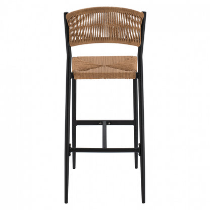 Charcoal Aluminum Bar Stool With Pe Rope Beige Hm5789.02 45,5x56x111 Cm.