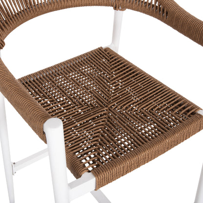 Aluminum Bar Stool Gregg Hm5788.11 White-sand Beige Synthetic Rattan 55x57x106hcm.