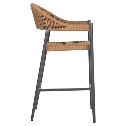 Aluminum Bar Stool Gregg Hm5788.12 Anthracite-sand Beige Synthetic Rattan 55x57x106hcm.