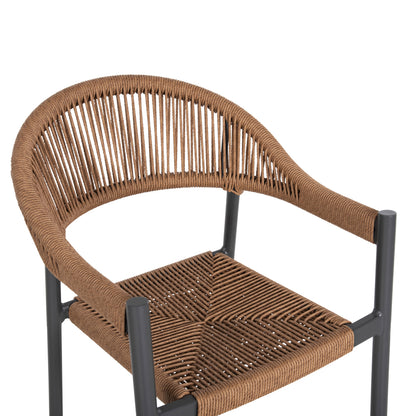 Aluminum Bar Stool Gregg Hm5788.12 Anthracite-sand Beige Synthetic Rattan 55x57x106hcm.
