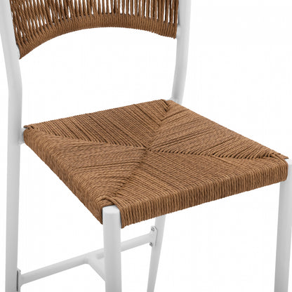 Aluminum Bar Stool White With Pe Rope Beige Hm5789.01 45,5x56x111 Cm.