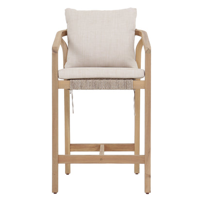 Bar Stool Flicker Hm6247.01 Acacia Wood In Natural--poly Rope & Cushions In Beige 58x68x98hcm.