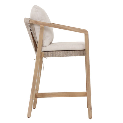 Bar Stool Flicker Hm6247.01 Acacia Wood In Natural--poly Rope & Cushions In Beige 58x68x98hcm.