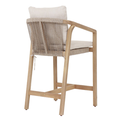 Bar Stool Flicker Hm6247.01 Acacia Wood In Natural--poly Rope & Cushions In Beige 58x68x98hcm.