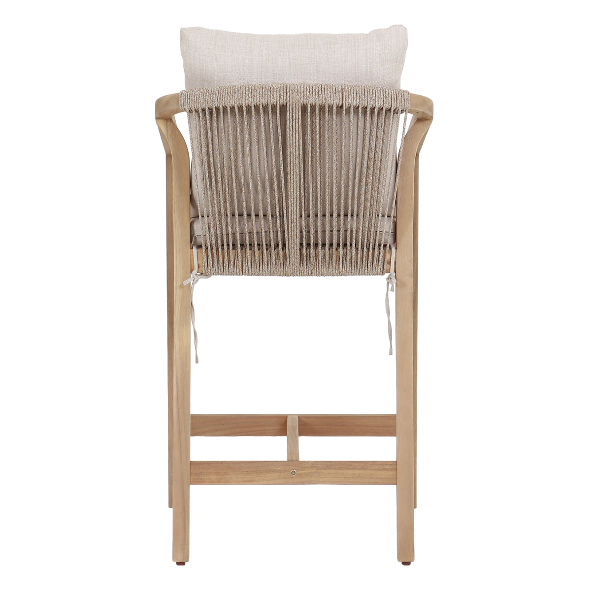 Bar Stool Flicker Hm6247.01 Acacia Wood In Natural--poly Rope & Cushions In Beige 58x68x98hcm.