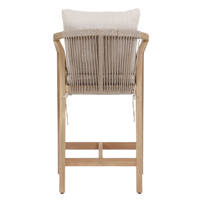 Bar Stool Flicker Hm6247.01 Acacia Wood In Natural--poly Rope & Cushions In Beige 58x68x98hcm.