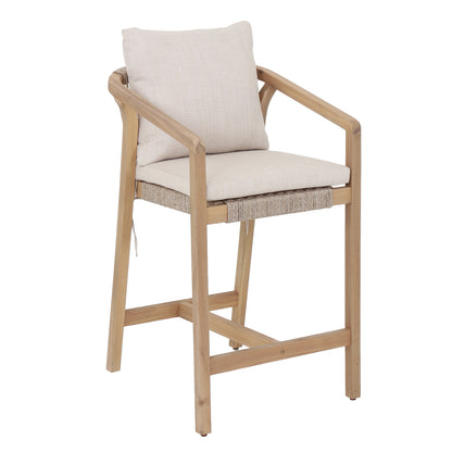 Bar Stool Flicker Hm6247.01 Acacia Wood In Natural--poly Rope & Cushions In Beige 58x68x98hcm.