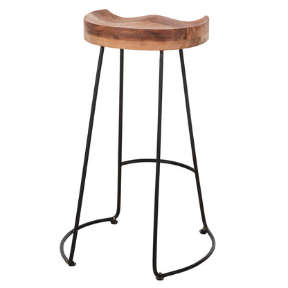 Bar Stool Eleanor Hm8363.11 Solid Acacia Wood Seat-metal 50x43x78hcm.