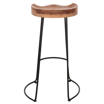 Bar Stool Eleanor Hm8363.11 Solid Acacia Wood Seat-metal 50x43x78hcm.