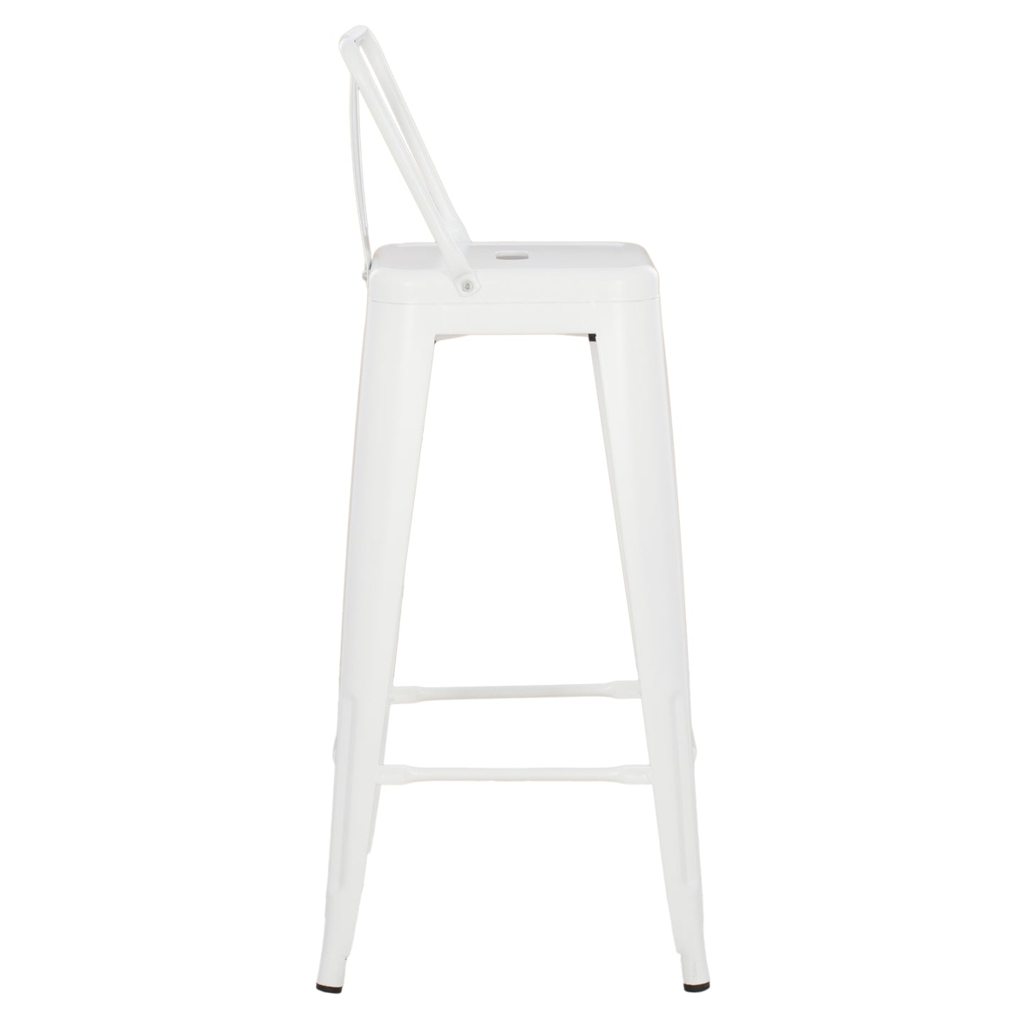 Bar Stool With Backrest Melita-pro Hm8643.41 Metal In Matte White 42x42x100hcm.
