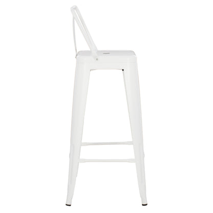 Bar Stool With Backrest Melita-pro Hm8643.41 Metal In Matte White 42x42x100hcm.